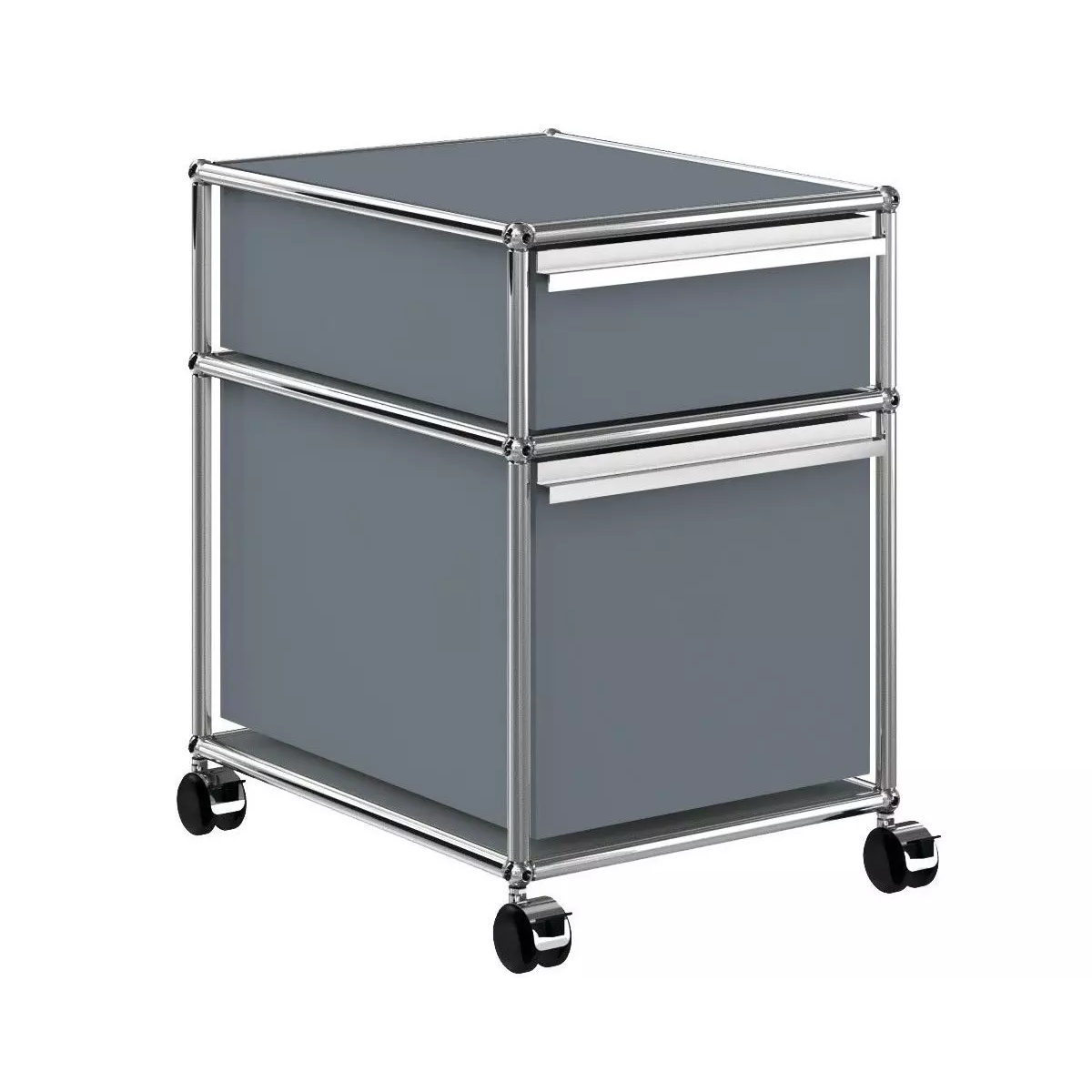 1x2 Container with wheels & 2 drawers [W395XD500xH(350+175)] by Usm #USM Mid-Gray