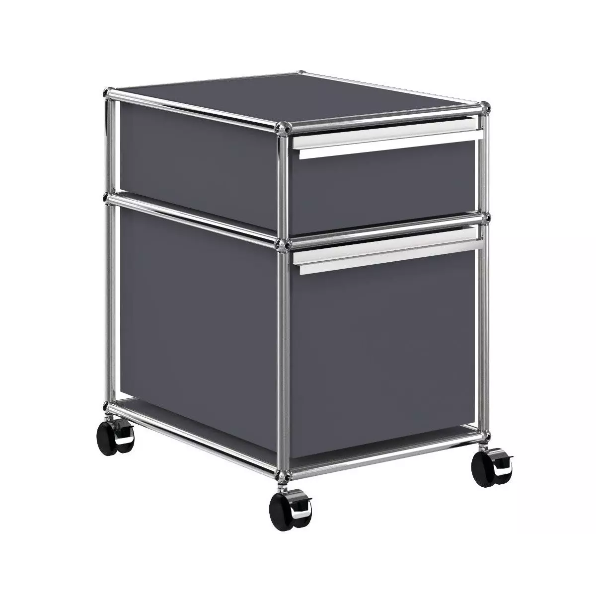 1x2 Container with wheels & 2 drawers [W395XD500xH(350+175)] by Usm #Anthracite [RAL 7016]