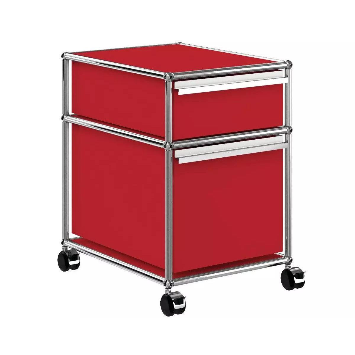 1x2 Container with wheels & 2 drawers [W395XD500xH(350+175)] by Usm #USM Ruby Red