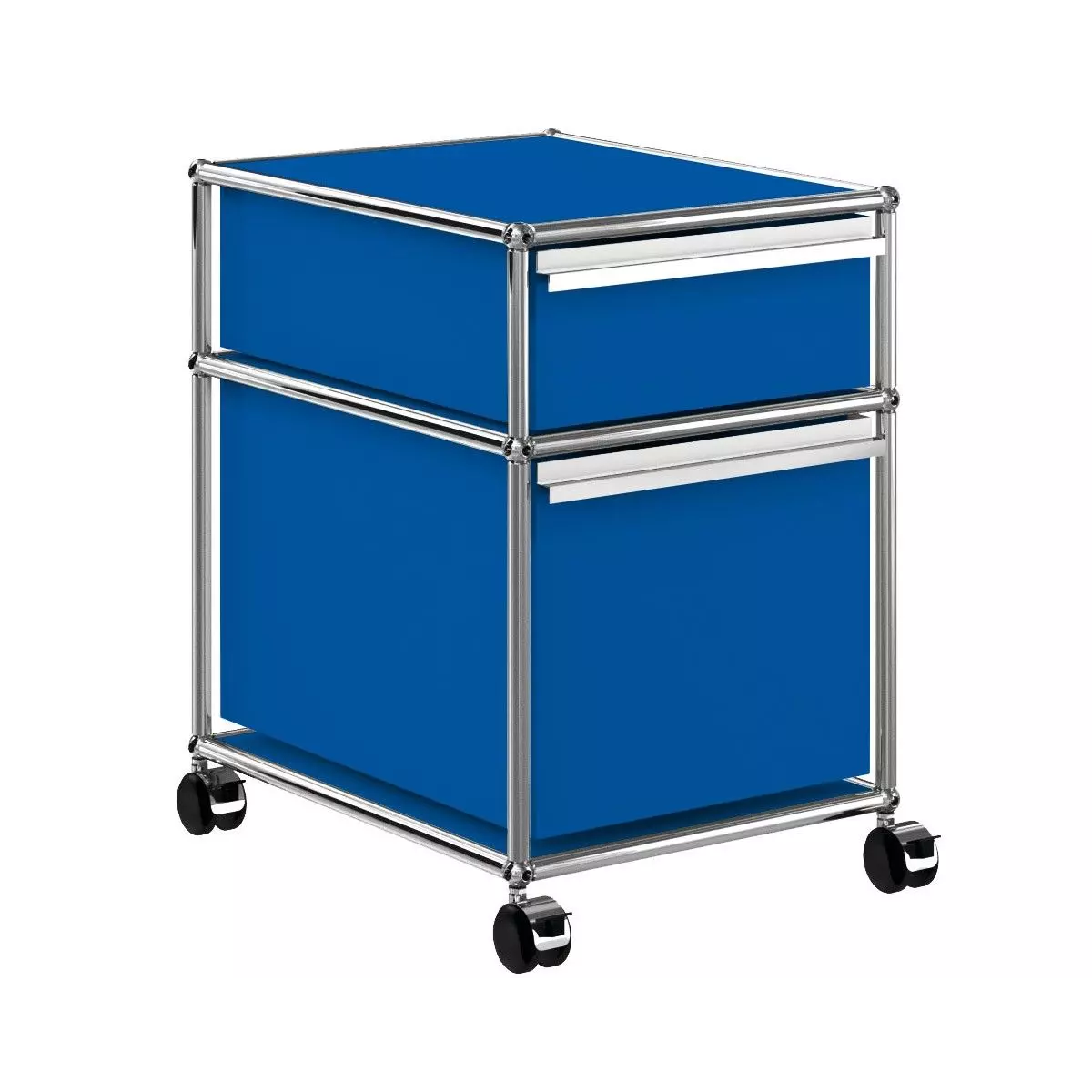 1x2 Container with wheels & 2 drawers [W395XD500xH(350+175)] by Usm #Gentian Blue [RAL 5010]