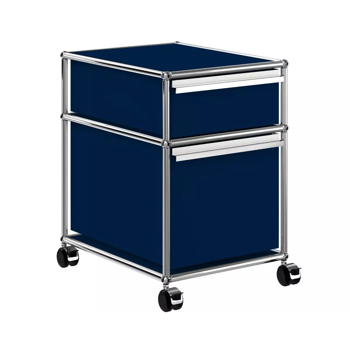 1x2 Container with wheels & 2 drawers [W395XD500xH(350+175)] by Usm #Steel Blue [RAL 5011]