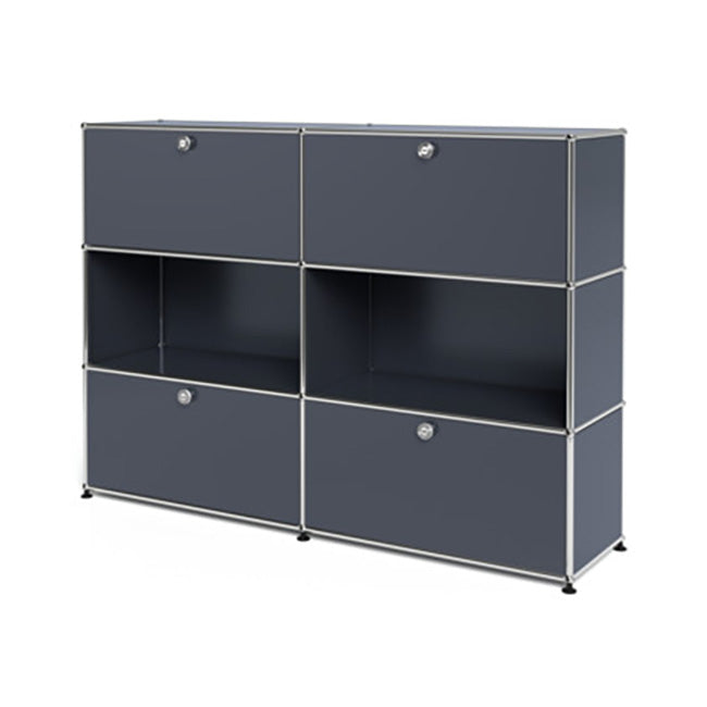 2x3 Modular Metal Highboard with 2-2 top bottom doors [W(750+750)XD350XH(350+350+350)] by Usm #Anthracite [RAL 7016]