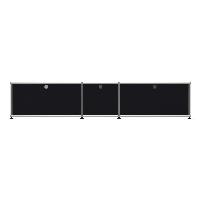 3x1 Modular Metal Sideboard with 3 doors [W(750+395+750)XD350XH350] by Usm #Graphite Black [RAL 9011]