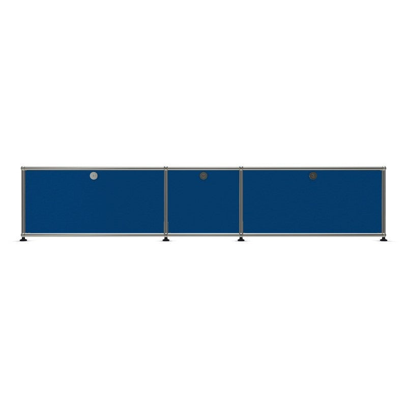 3x1 Modular Metal Sideboard with 3 doors [W(750+395+750)XD350XH350] by Usm #Gentian Blue [RAL 5010]