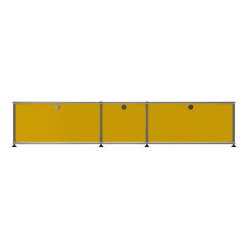 3x1 Modular Metal Sideboard with 3 doors [W(750+395+750)XD350XH350] by Usm #Golden Yellow [RAL 1004]