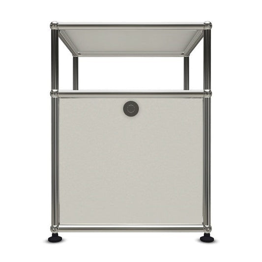 1x2 Modular Metal Sidetable with 1 bottom door & 1 pannel [W395XD350XH(350+175)] by Usm #Pure White [RAL 9010]