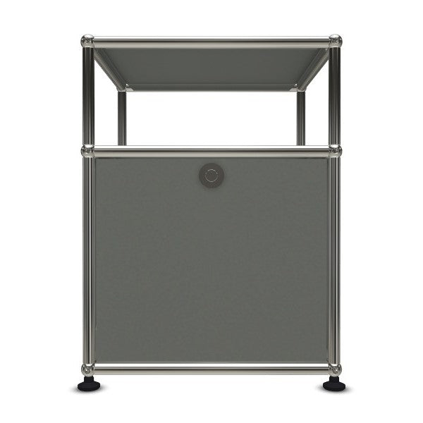 1x2 Modular Metal Sidetable with 1 bottom door & 1 pannel [W395XD350XH(350+175)] by Usm #USM Mid-Gray