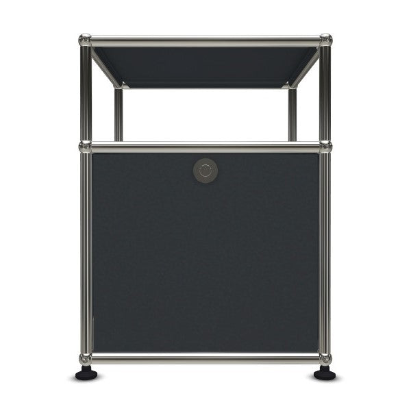 1x2 Modular Metal Sidetable with 1 bottom door & 1 pannel [W395XD350XH(350+175)] by Usm #Anthracite [RAL 7016]