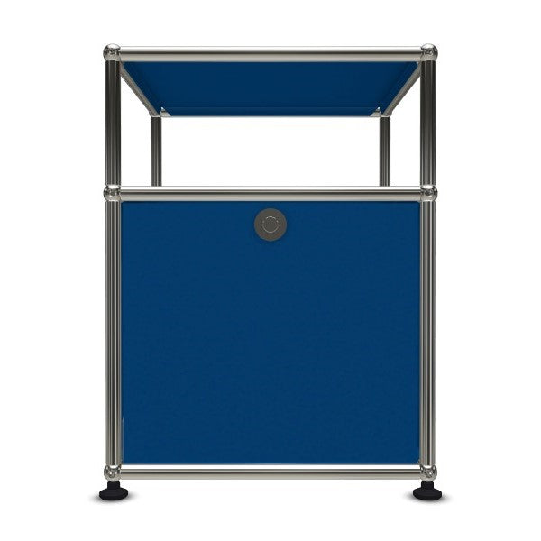 1x2 Modular Metal Sidetable with 1 bottom door & 1 pannel [W395XD350XH(350+175)] by Usm #Gentian Blue [RAL 5010]