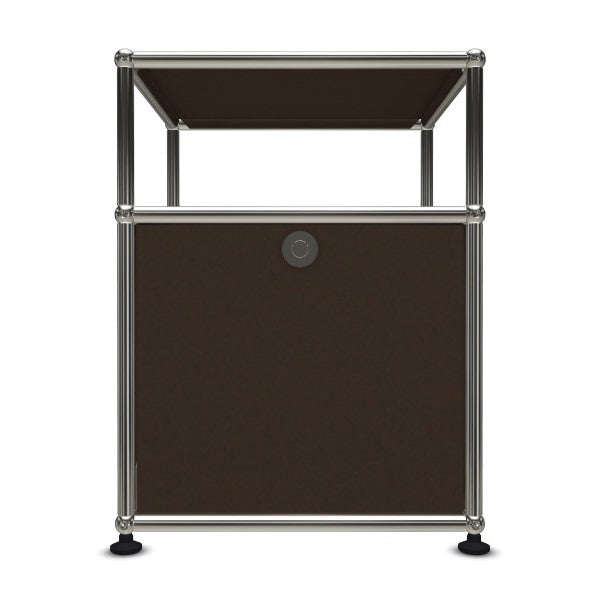 1x2 Modular Metal Sidetable with 1 bottom door & 1 pannel [W395XD350XH(350+175)] by Usm #USM Brown