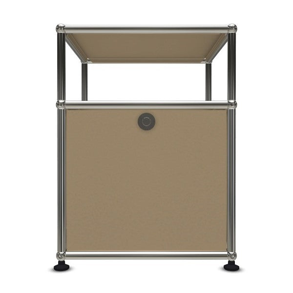 1x2 Modular Metal Sidetable with 1 bottom door & 1 pannel [W395XD350XH(350+175)] by Usm #USM Beige