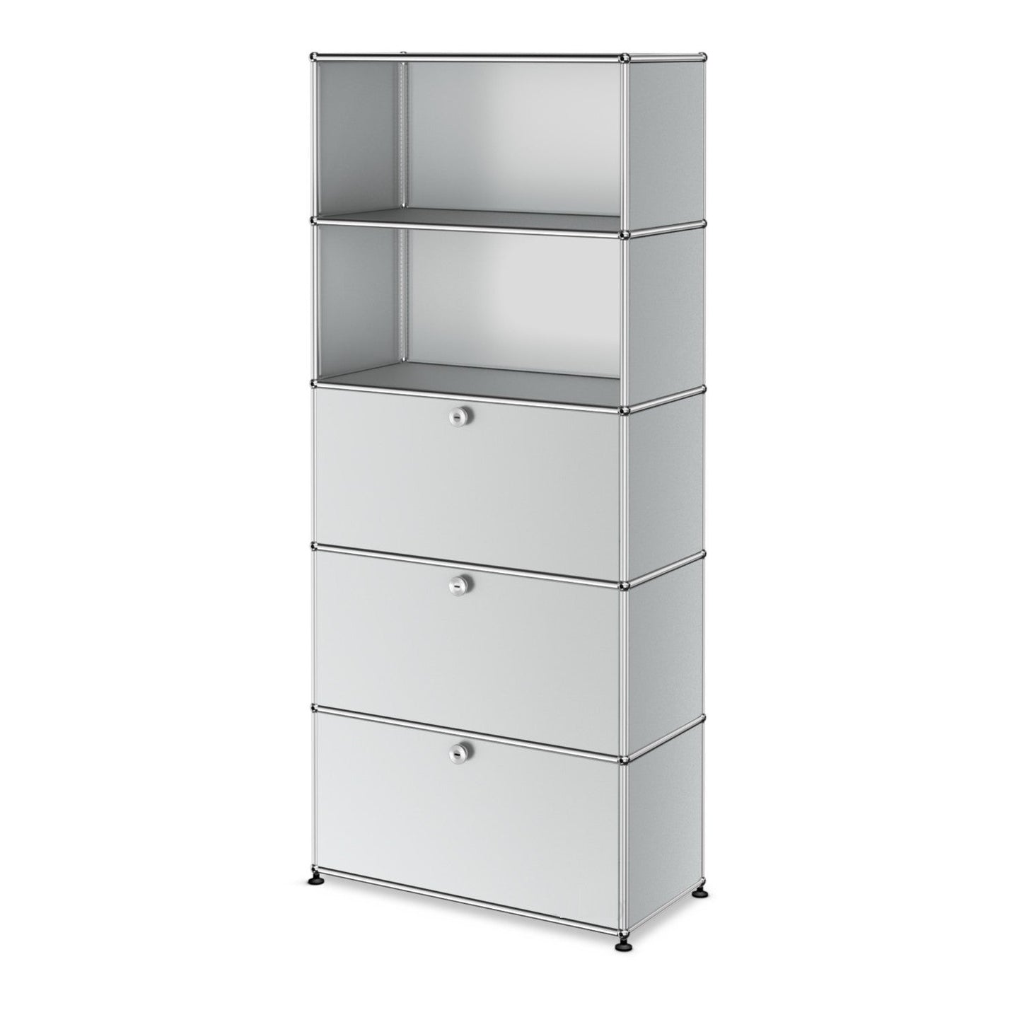 1x5 Modular Metal Shelving System with 3 bottom doors [W750XD350XH(350+350+350+350+350)] by Usm #USM Matte Silver