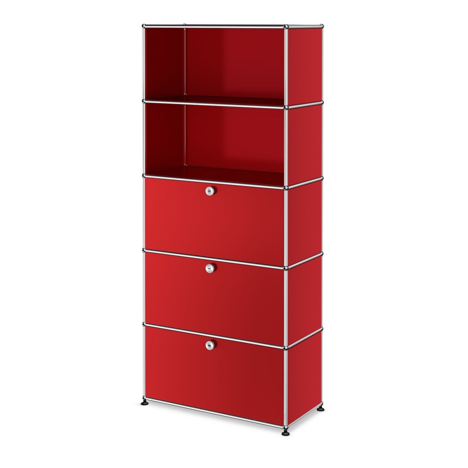 1x5 Modular Metal Shelving System with 3 bottom doors [W750XD350XH(350+350+350+350+350)] by Usm #USM Ruby Red