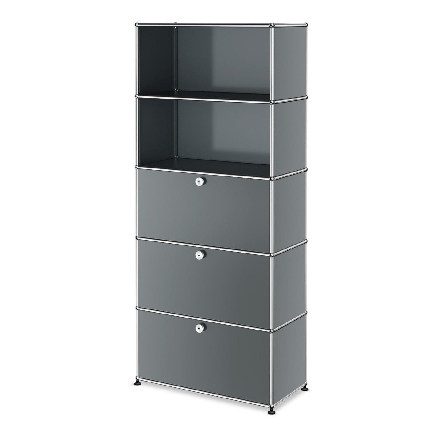 1x5 Modular Metal Shelving System with 3 bottom doors [W750XD350XH(350+350+350+350+350)] by Usm #USM Mid-Gray