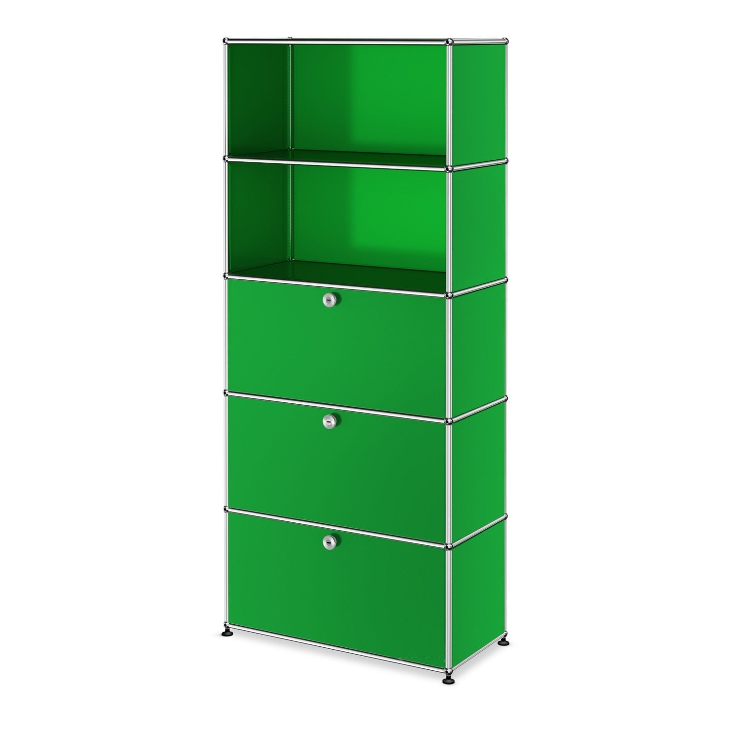 1x5 Modular Metal Shelving System with 3 bottom doors [W750XD350XH(350+350+350+350+350)] by Usm #USM Green