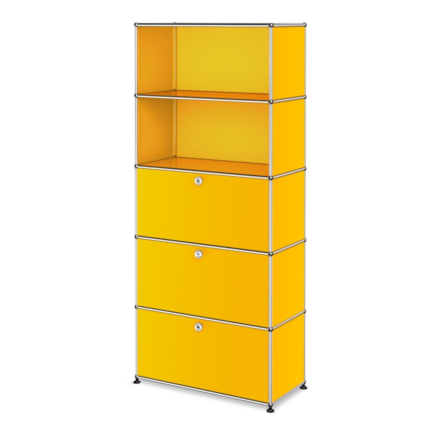 1x5 Modular Metal Shelving System with 3 bottom doors [W750XD350XH(350+350+350+350+350)] by Usm #Golden Yellow [RAL 1004]