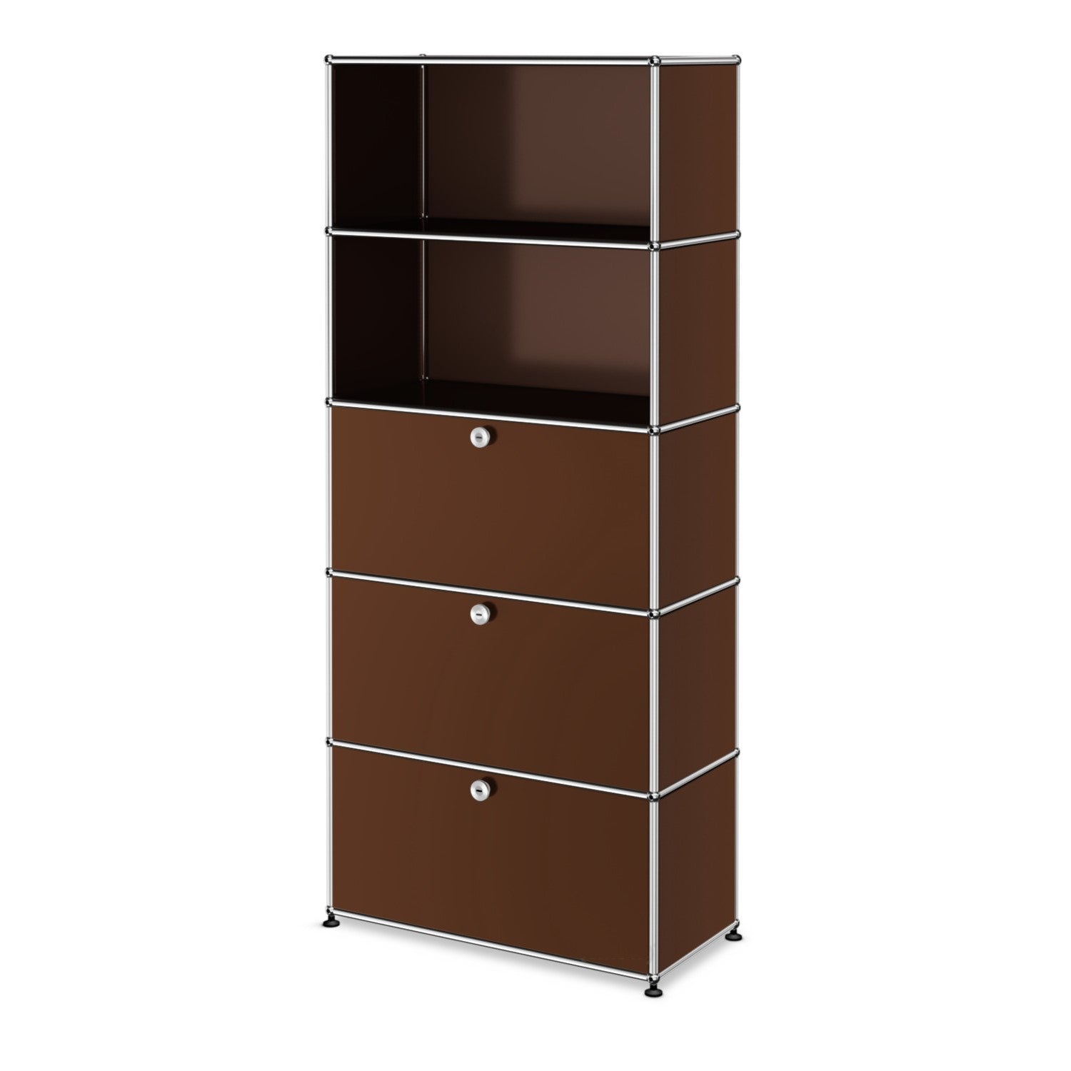 1x5 Modular Metal Shelving System with 3 bottom doors [W750XD350XH(350+350+350+350+350)] by Usm #USM Brown