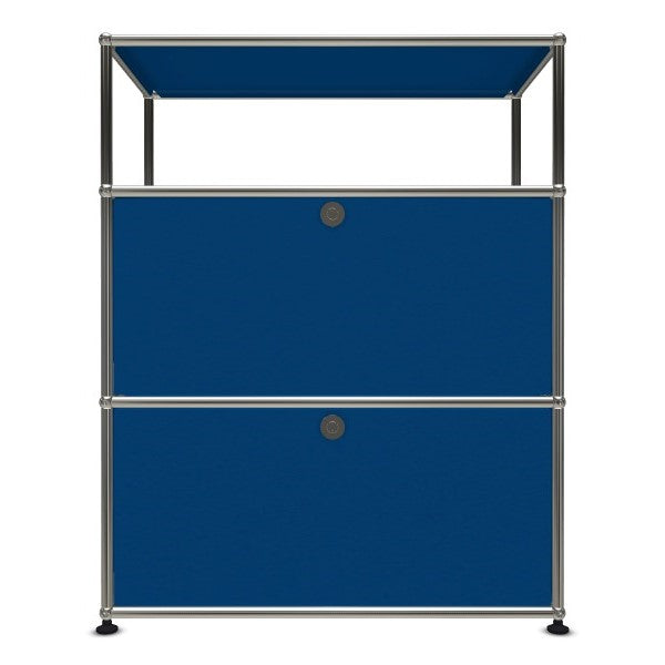 1x3 Modular Metal Highboard with 2 bottom doors [W750XD350XH(350+350+250)] by Usm #Gentian Blue [RAL 5010]