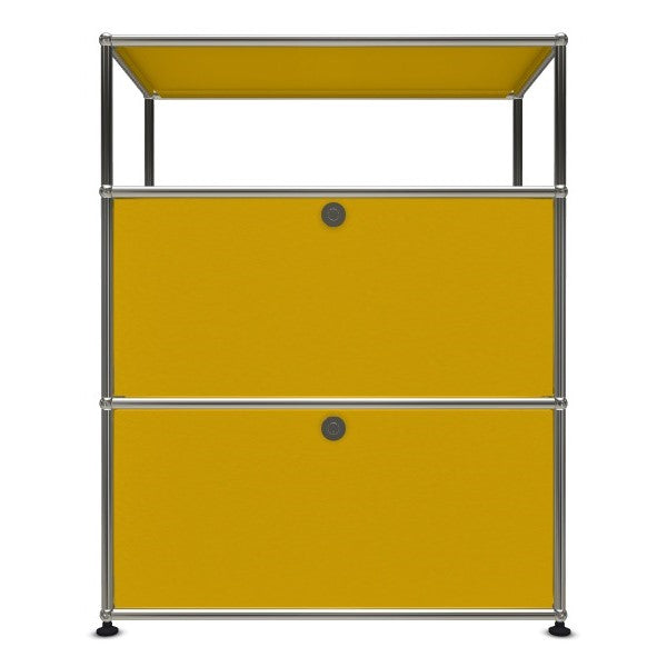 1x3 Modular Metal Highboard with 2 bottom doors [W750XD350XH(350+350+250)] by Usm #Golden Yellow [RAL 1004]