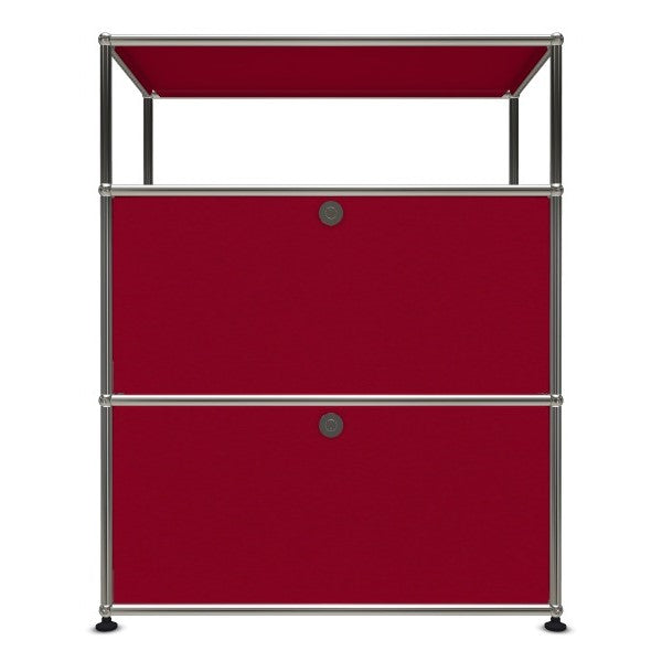 1x3 Modular Metal Highboard with 2 bottom doors [W750XD350XH(350+350+250)] by Usm #USM Ruby Red