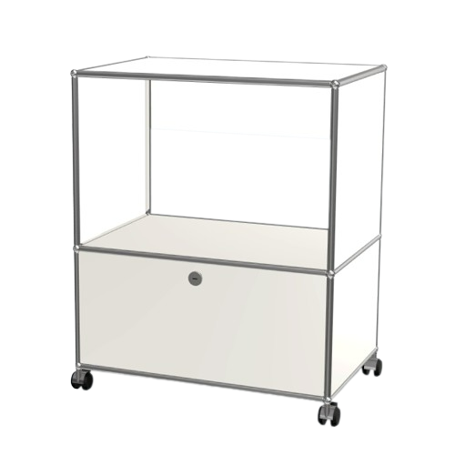 1x2 Modular Metal Sideboard with wheels & 1 bottom door & 3 pannels [W750XD350XH(350+500)] by Usm #Pure White [RAL 9010]