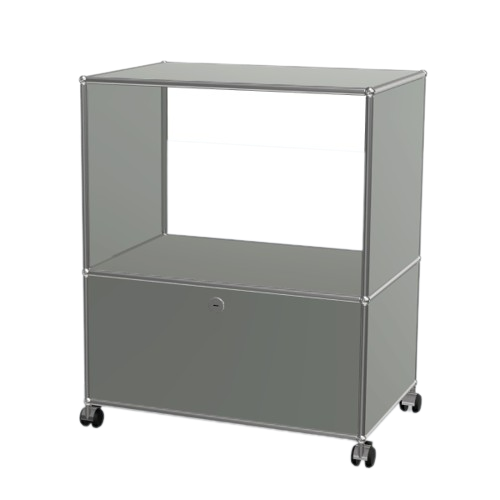 1x2 Modular Metal Sideboard with wheels & 1 bottom door & 3 pannels [W750XD350XH(350+500)] by Usm #USM Mid-Gray