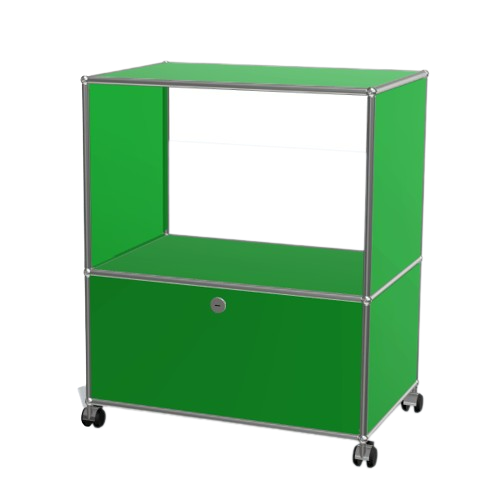 1x2 Modular Metal Sideboard with wheels & 1 bottom door & 3 pannels [W750XD350XH(350+500)] by Usm #USM Green