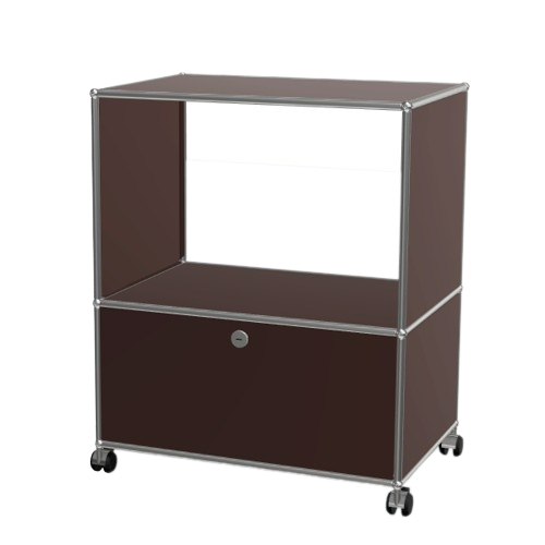 1x2 Modular Metal Sideboard with wheels & 1 bottom door & 3 pannels [W750XD350XH(350+500)] by Usm #USM Brown