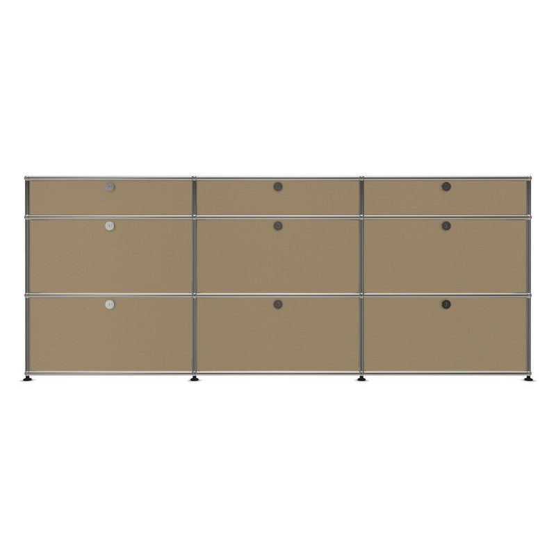 3x3 Modular Metal Sideboard with 9 doors [W(750+750+750)XD350XH(350+350+175)] by Usm #USM Beige