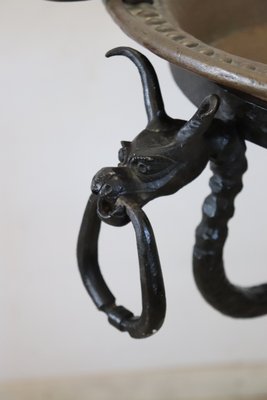 16th Century Brazer in Copper with Wrought Iron Pedestal-DCO-1699889