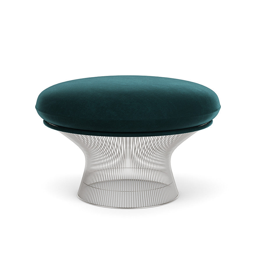 Platner Ottoman (Frame - Polished Nickel / Upholstery Material - Knoll Velvet) by Knoll