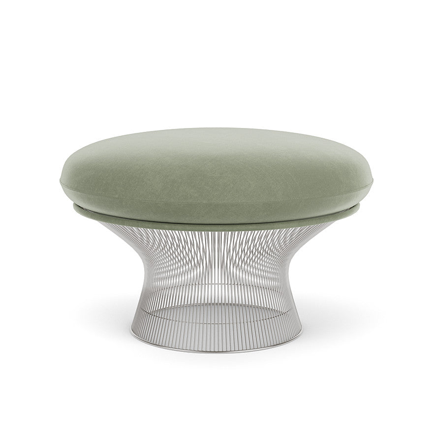 Platner Ottoman (Frame - Polished Nickel / Upholstery Material - Knoll Velvet) by Knoll