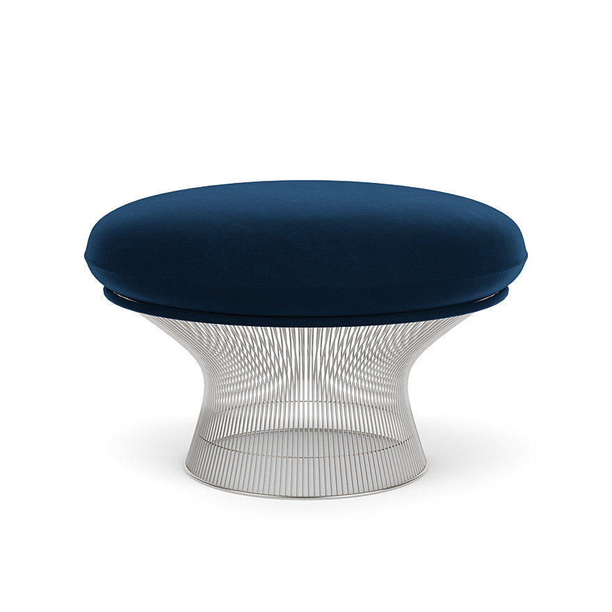 Platner Ottoman (Frame - Polished Nickel / Upholstery Material - Knoll Velvet) by Knoll