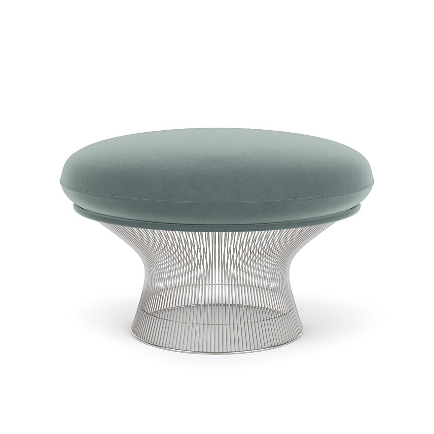 Platner Ottoman (Frame - Polished Nickel / Upholstery Material - Knoll Velvet) by Knoll