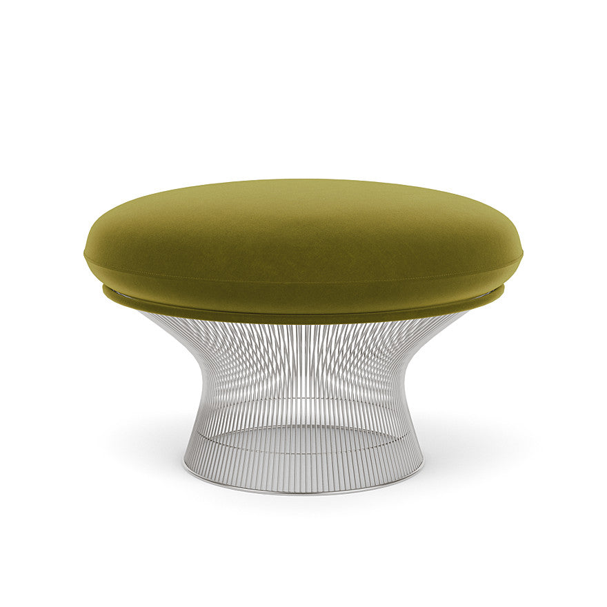 Platner Ottoman (Frame - Polished Nickel / Upholstery Material - Knoll Velvet) by Knoll