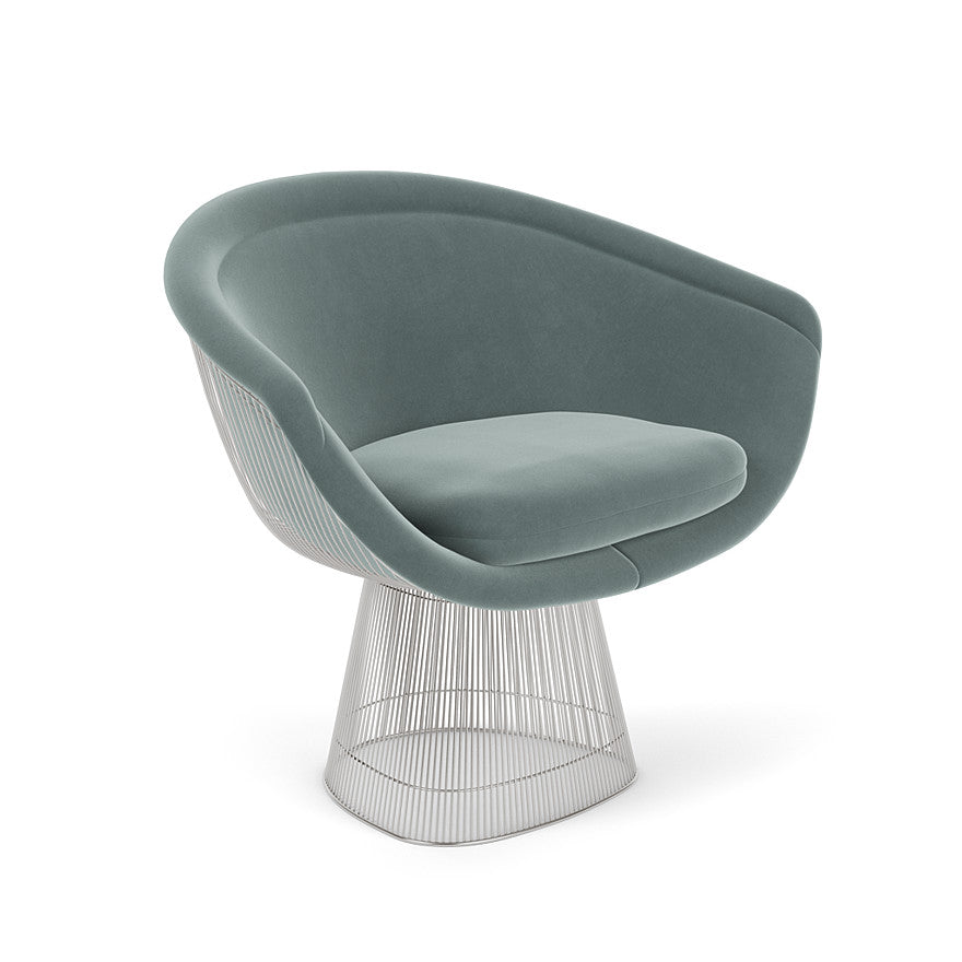 Platner Lounge Chair (Frame - Polished Nickel / Upholstery Material - Knoll Velvet) by Knoll