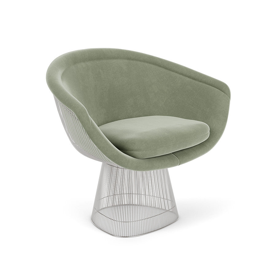 Platner Lounge Chair (Frame - Polished Nickel / Upholstery Material - Knoll Velvet) by Knoll