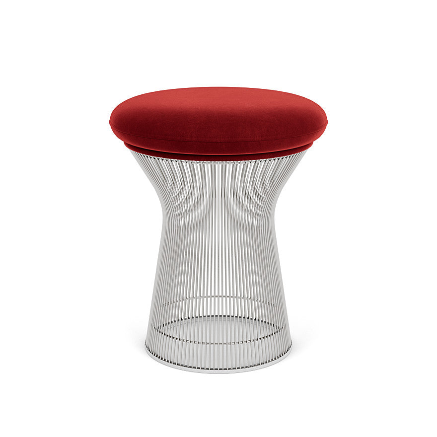 Platner Stool (Frame - Polished Nickel / Upholstery Material - Knoll Velvet) by Knoll