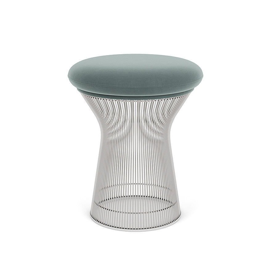 Platner Stool (Frame - Polished Nickel / Upholstery Material - Knoll Velvet) by Knoll