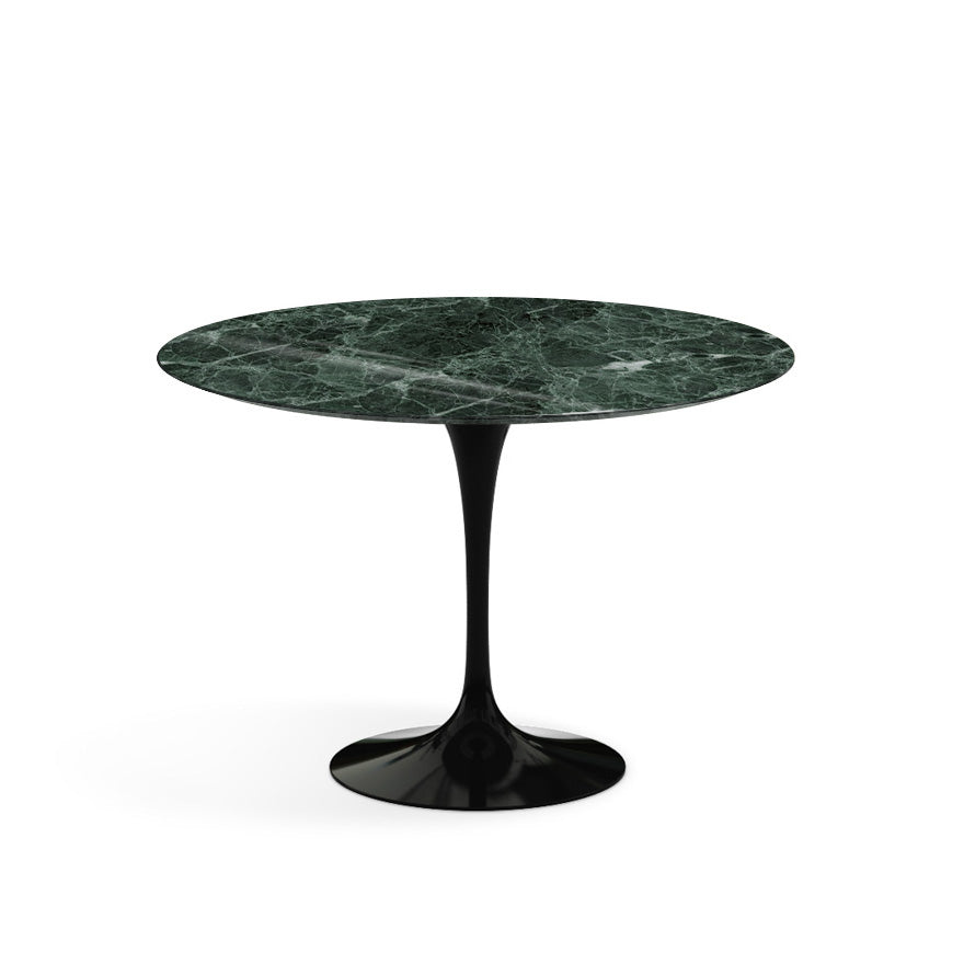 Saarinen Round Dining Table Ø107 by Knoll #Black / Marble | Verde Alpi | Shiny finish