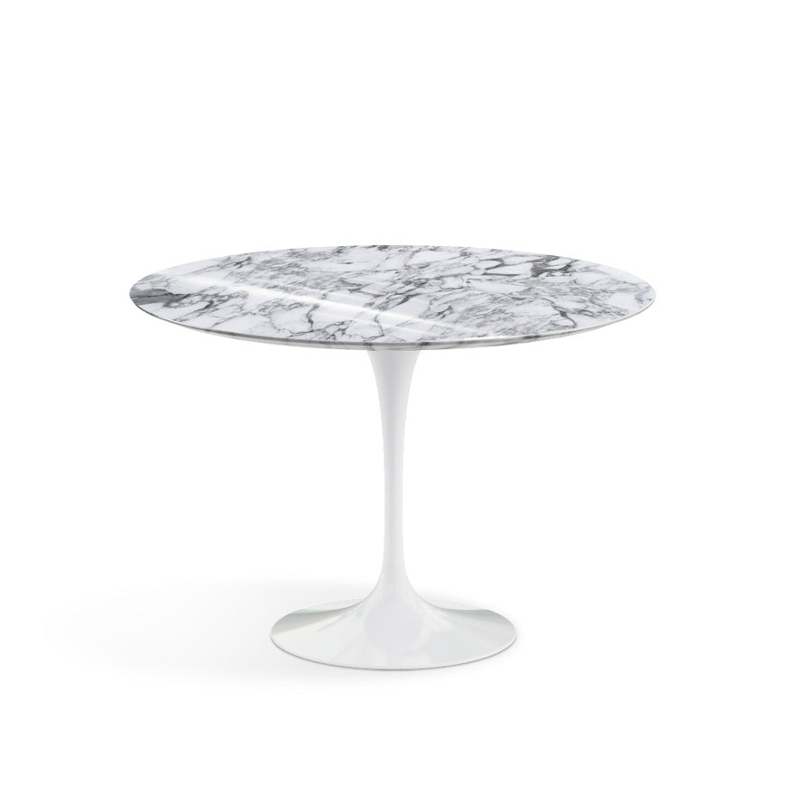 Saarinen Round Dining Table Ø107 by Knoll #White / Marble | Arabescato | Shiny finish