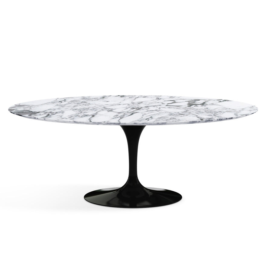 Saarinen Oval Dining Table 198x121 by Knoll #Black/Marble | Arabescato | Satin finish