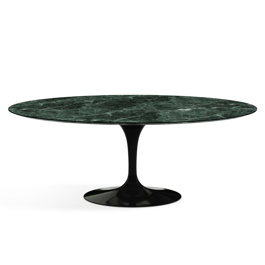 Saarinen Oval Dining Table 198x121 by Knoll #Black/Marble | Verde Alpi | Satin finish