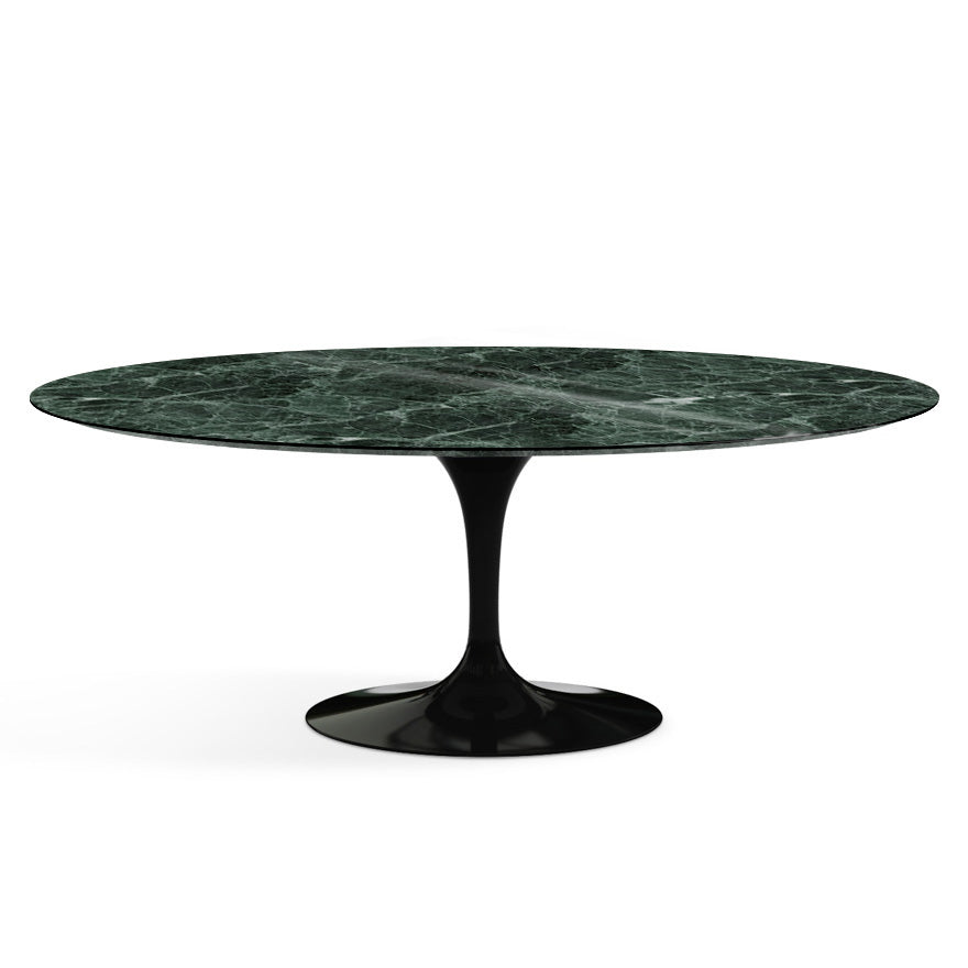 Saarinen Oval Dining Table 198x121 by Knoll #Black/Marble | Verde Alpi | Shiny finish