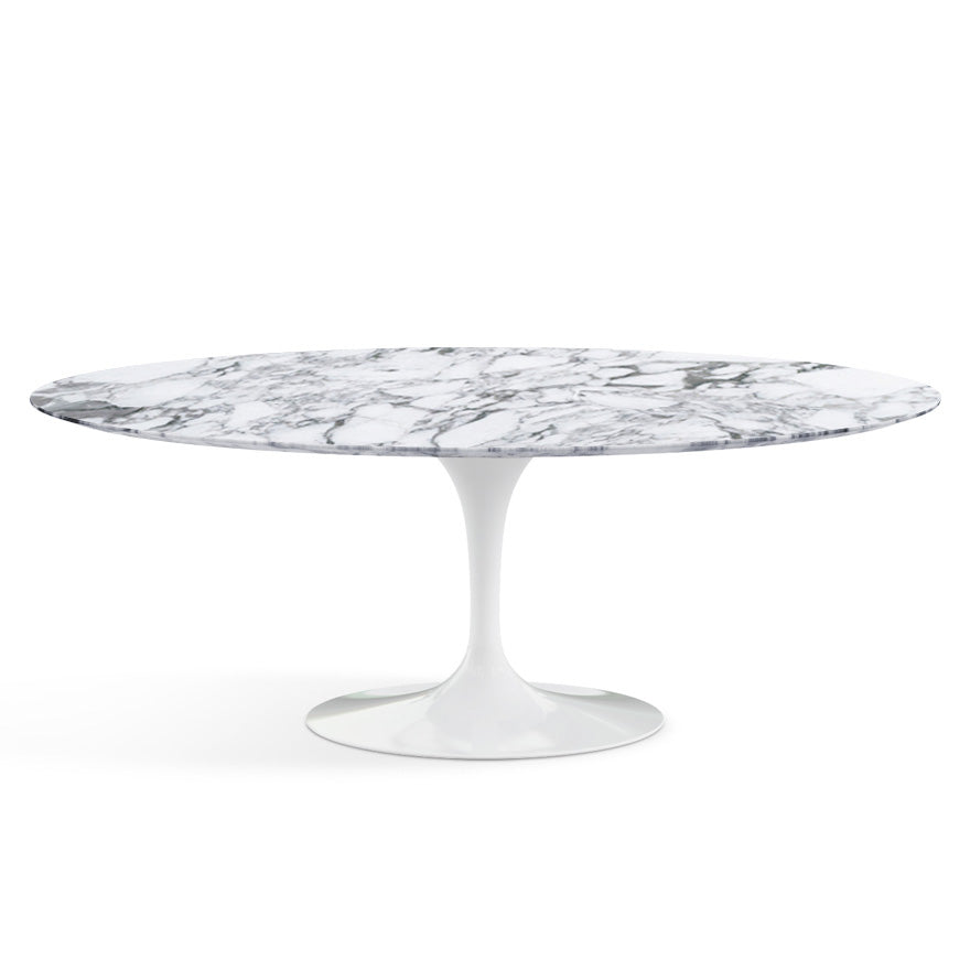 Saarinen Oval Dining Table 198x121 by Knoll #White/Marble | Arabescato | Satin finish