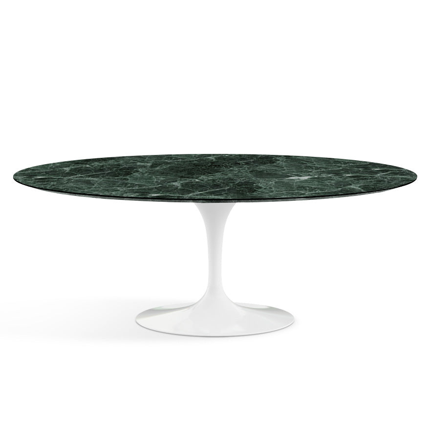 Saarinen Oval Dining Table 198x121 by Knoll #White/Marble | Verde Alpi | Satin finish