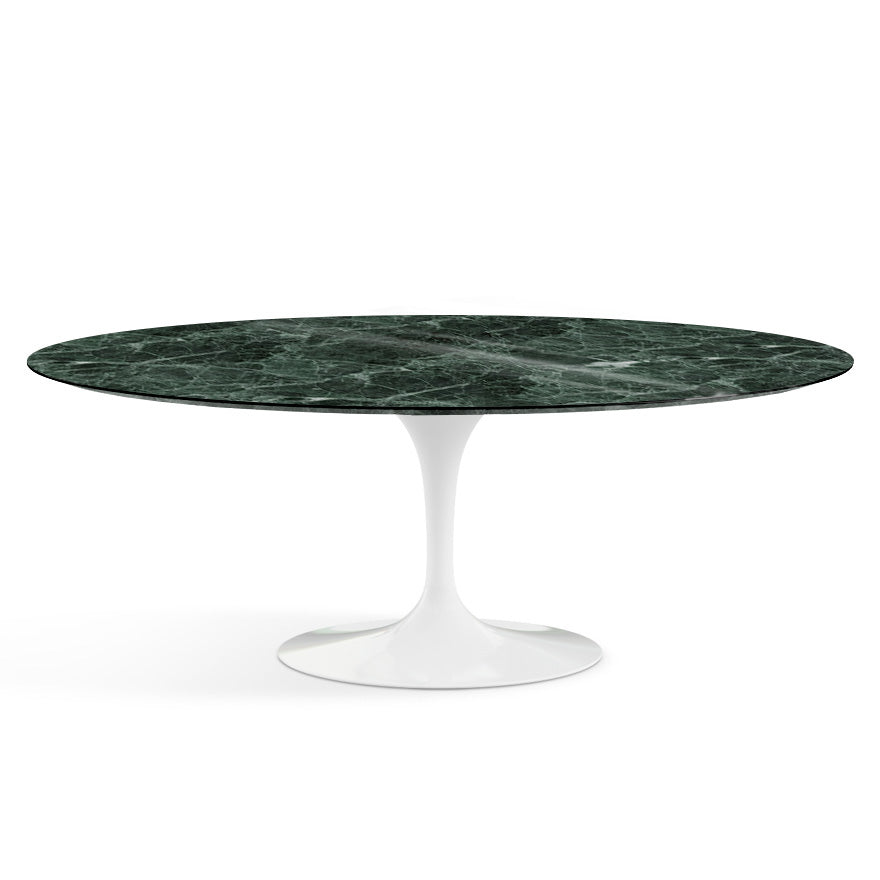 Saarinen Oval Dining Table 198x121 by Knoll #White/Marble | Verde Alpi | Shiny finish