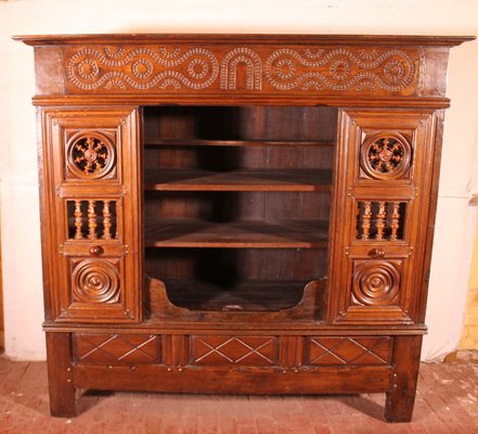 17th Century Breton Wardrobe or Cupboard in Oak Turning in Boxwood-HPU-751269