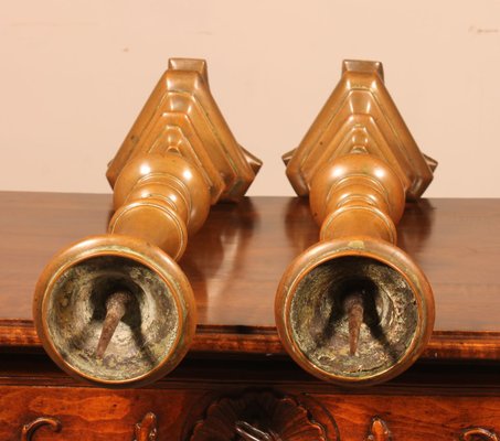 17th Century Italian Bronze Candleholders, Set of 2-HPU-732879