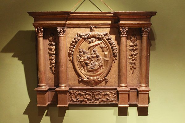 17th Century Italian Giltwood Altarpiece Sculpture Hand Carved in High Relief-AXE-1433401